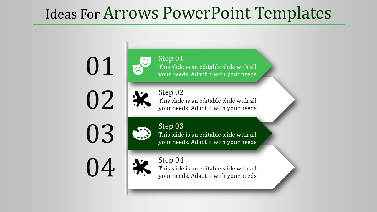 Four Node Arrows PowerPoint templates and Google slides
